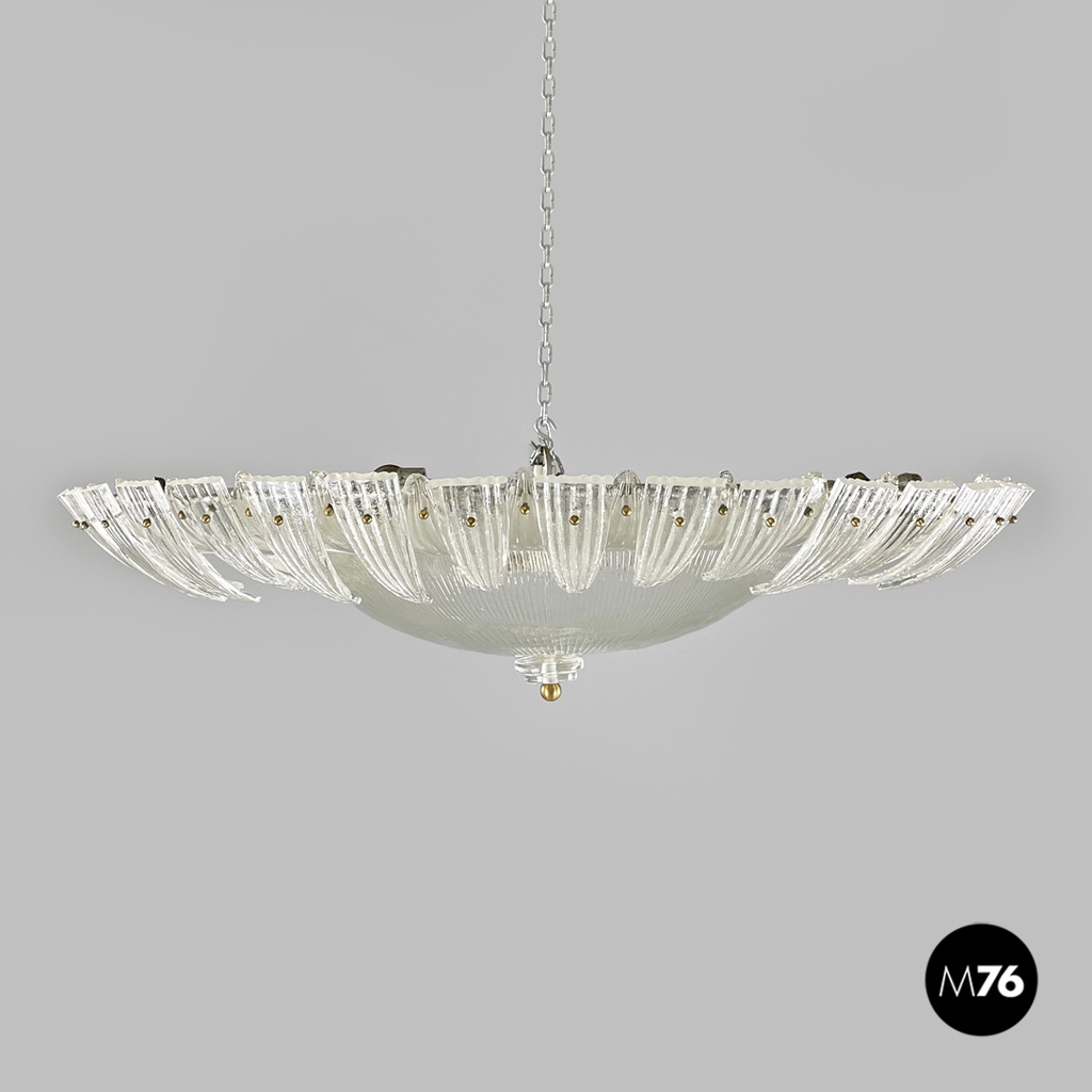 Lampadario di Barovier&Toso in vetro di Murano trasparente, 1940 ca.