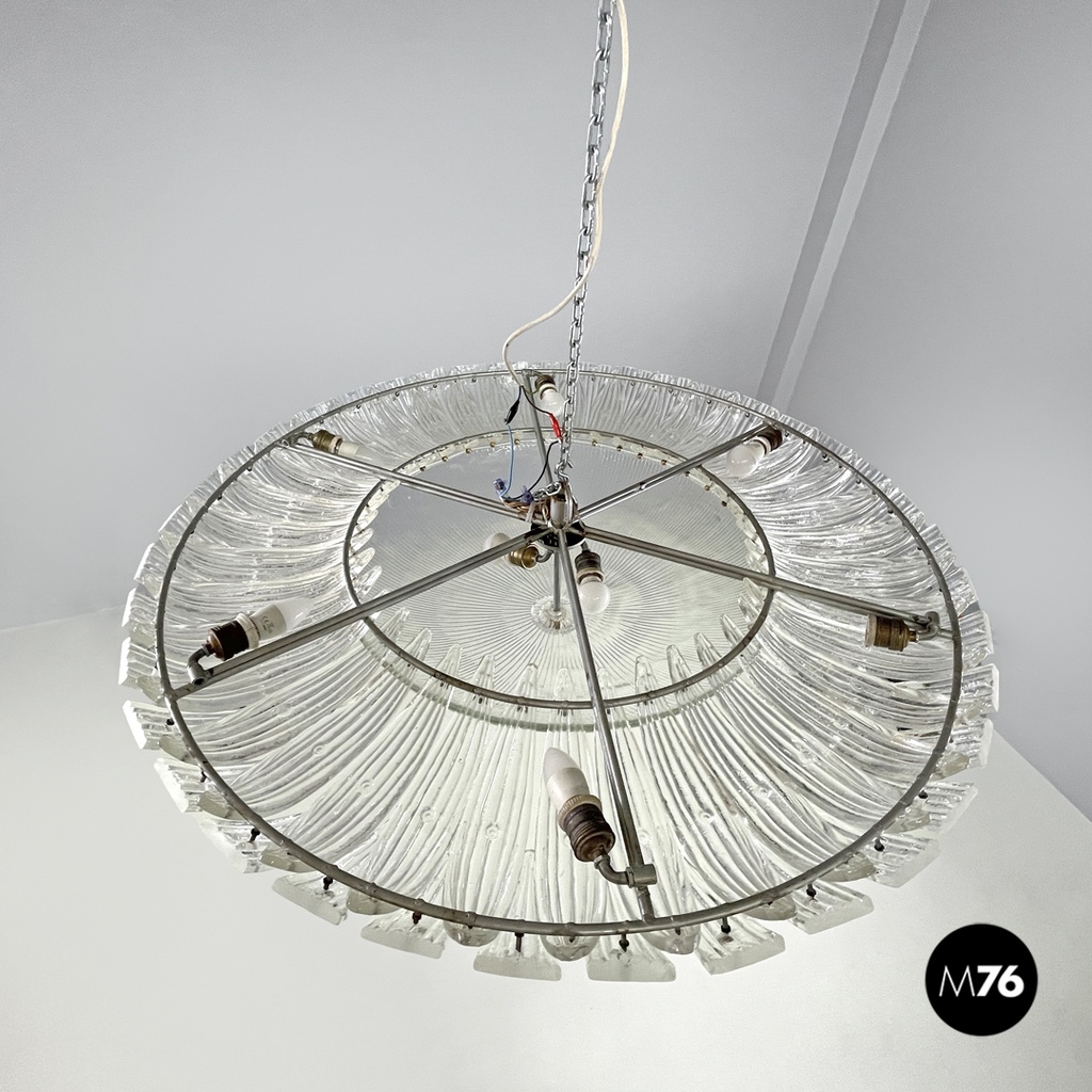 Lampadario di Barovier&Toso in vetro di Murano trasparente, 1940 ca.