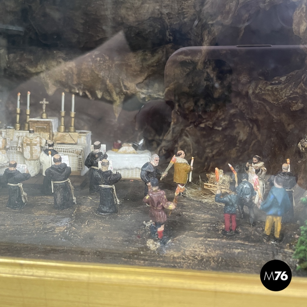 Scatola diorama con scena di celebrazione religiosa, 1950 ca.