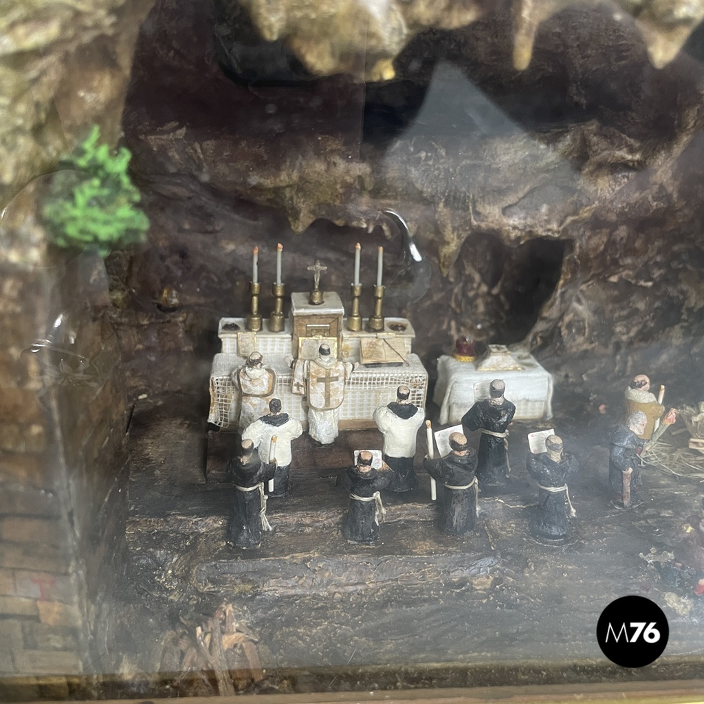 Scatola diorama con scena di celebrazione religiosa, 1950 ca.