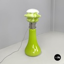 Italian modern round floor lamp in green and white Murano glass, 1970s