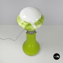 Italian modern round floor lamp in green and white Murano glass, 1970s