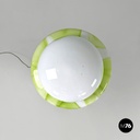Italian modern round floor lamp in green and white Murano glass, 1970s