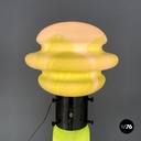 Italian modern round floor lamp in green and white Murano glass, 1970s