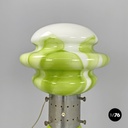 Italian modern round floor lamp in green and white Murano glass, 1970s