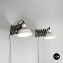 Italian mid-century modern pantograph wall lamps with white metal diffuser 1960s
