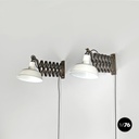 Italian mid-century modern pantograph wall lamps with white metal diffuser 1960s