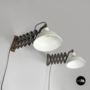 Italian mid-century modern pantograph wall lamps with white metal diffuser 1960s
