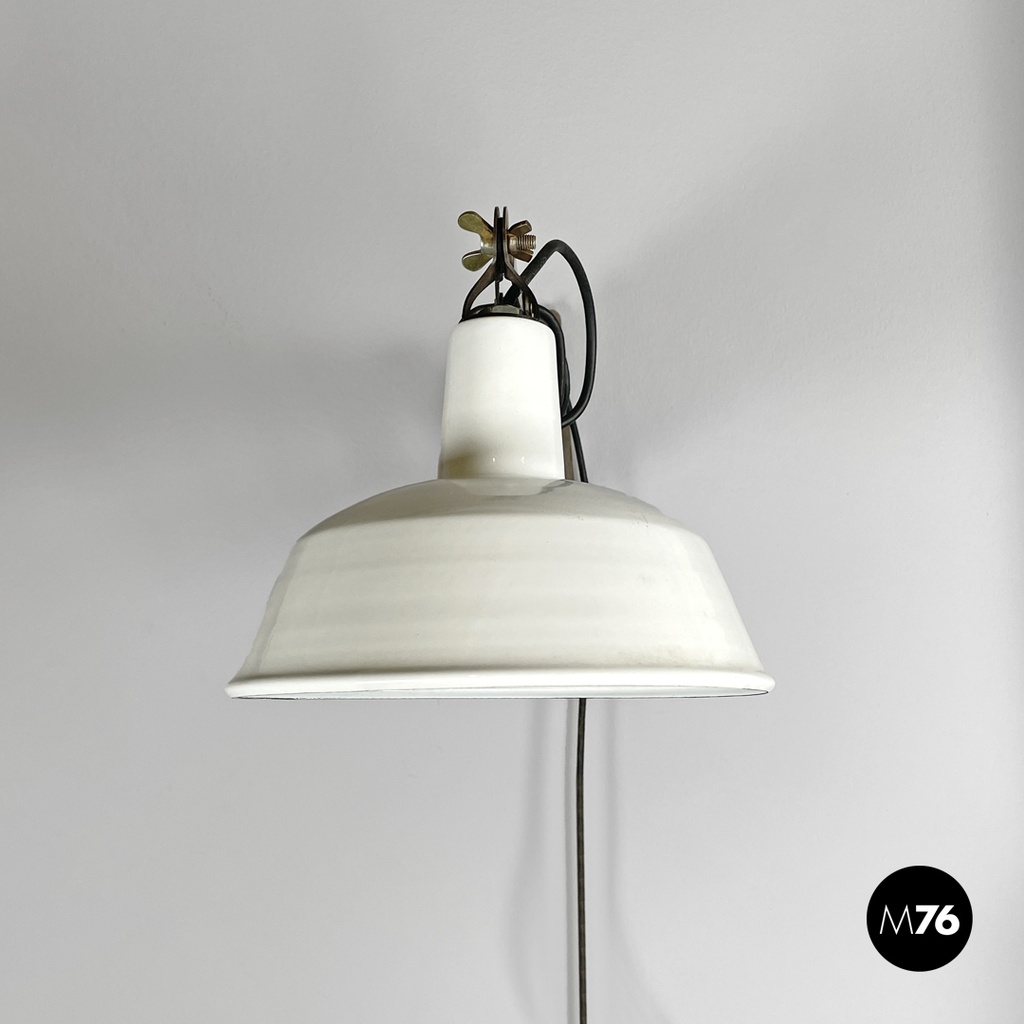 Italian mid-century modern pantograph wall lamps with white metal diffuser 1960s