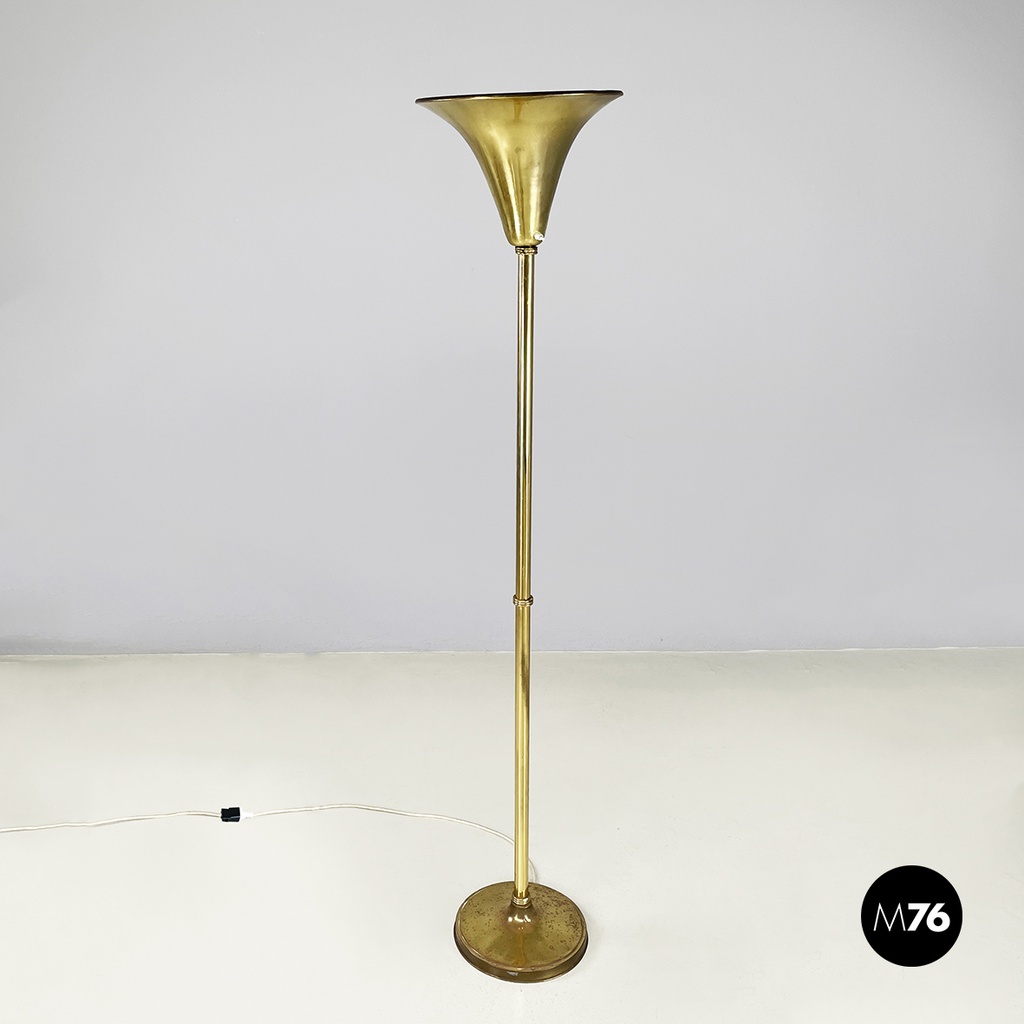 Lampada da terra in ottone, 1940 ca.