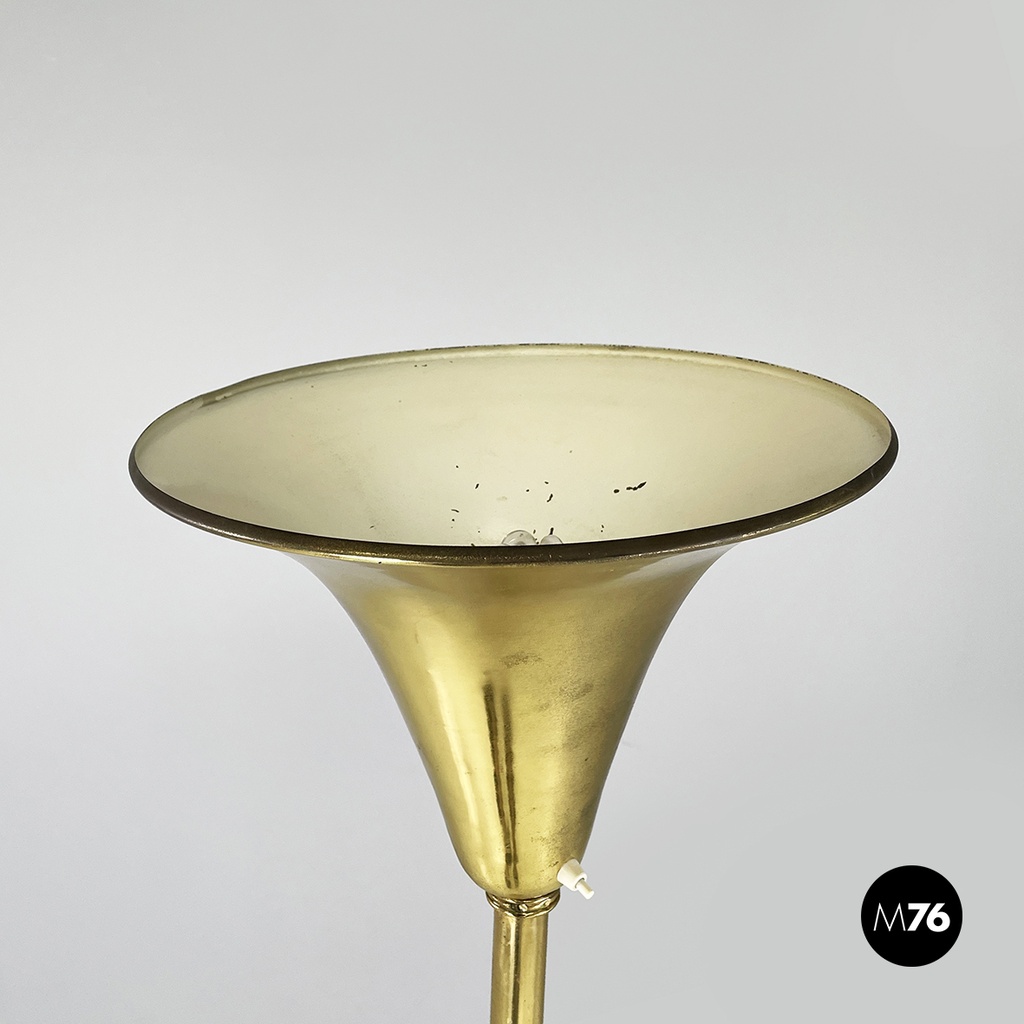 Lampada da terra in ottone, 1940 ca.