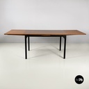 Italian mid-century modern Extendable dining table in wood and black metal 1960s