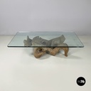 Italian modern concrete and glass coffee table Kamasutra by Claudio Trevi, 1970s