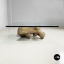 Italian modern concrete and glass coffee table Kamasutra by Claudio Trevi, 1970s