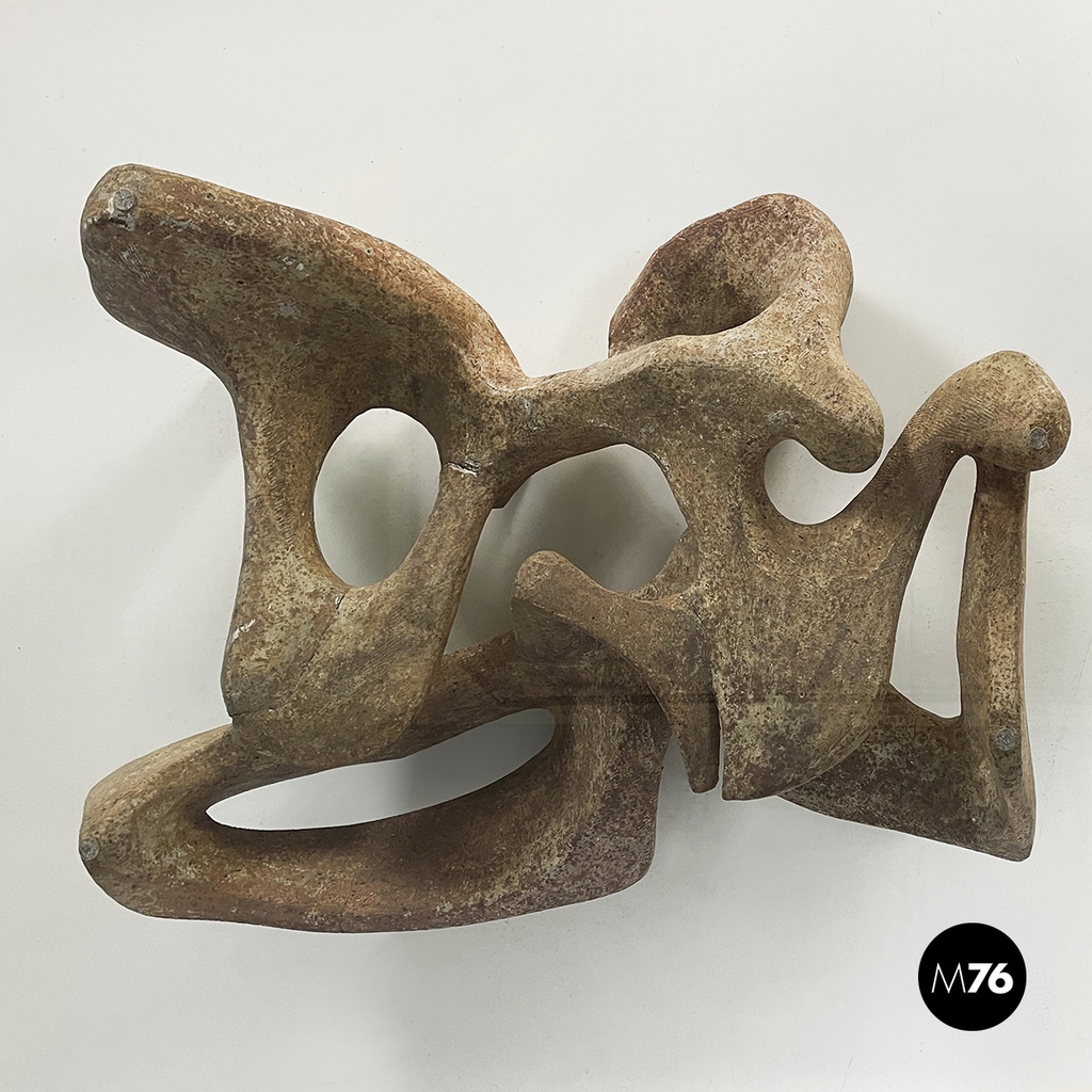 Italian modern concrete and glass coffee table Kamasutra by Claudio Trevi, 1970s