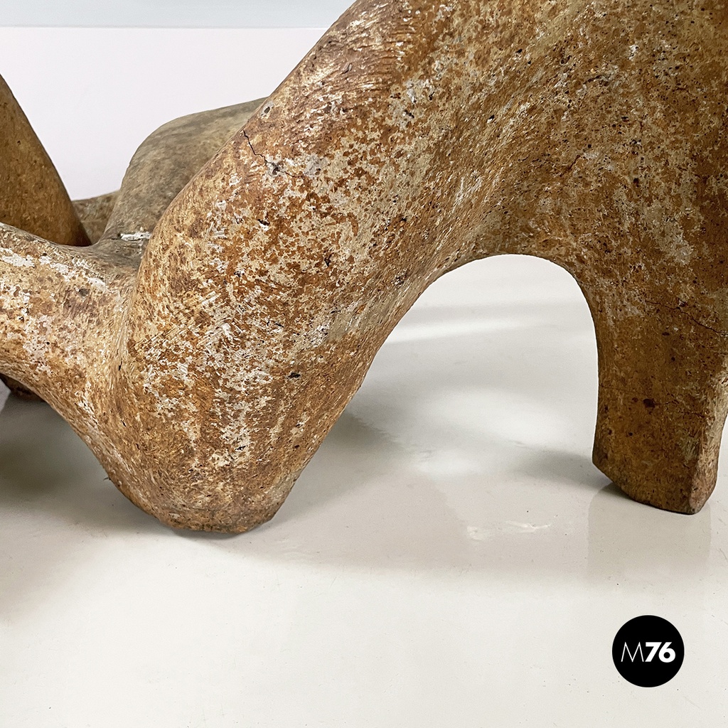 Italian modern concrete and glass coffee table Kamasutra by Claudio Trevi, 1970s