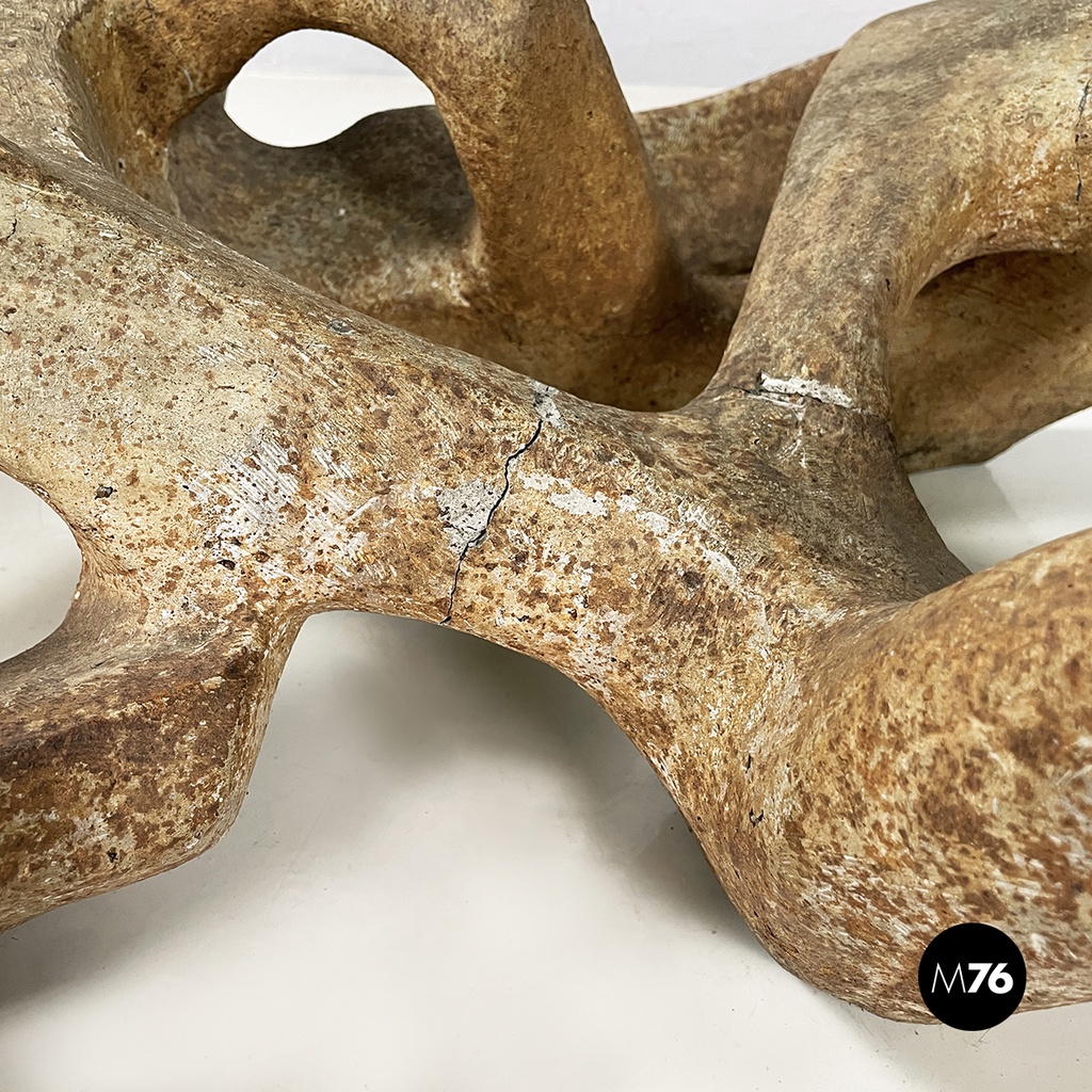 Italian modern concrete and glass coffee table Kamasutra by Claudio Trevi, 1970s