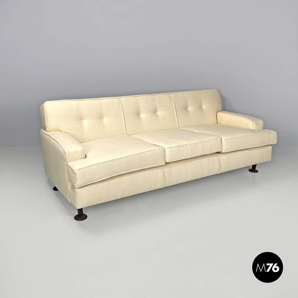 Italian mid-century modern cream white sofa Square Marco Zanuso for Arflex 1960s