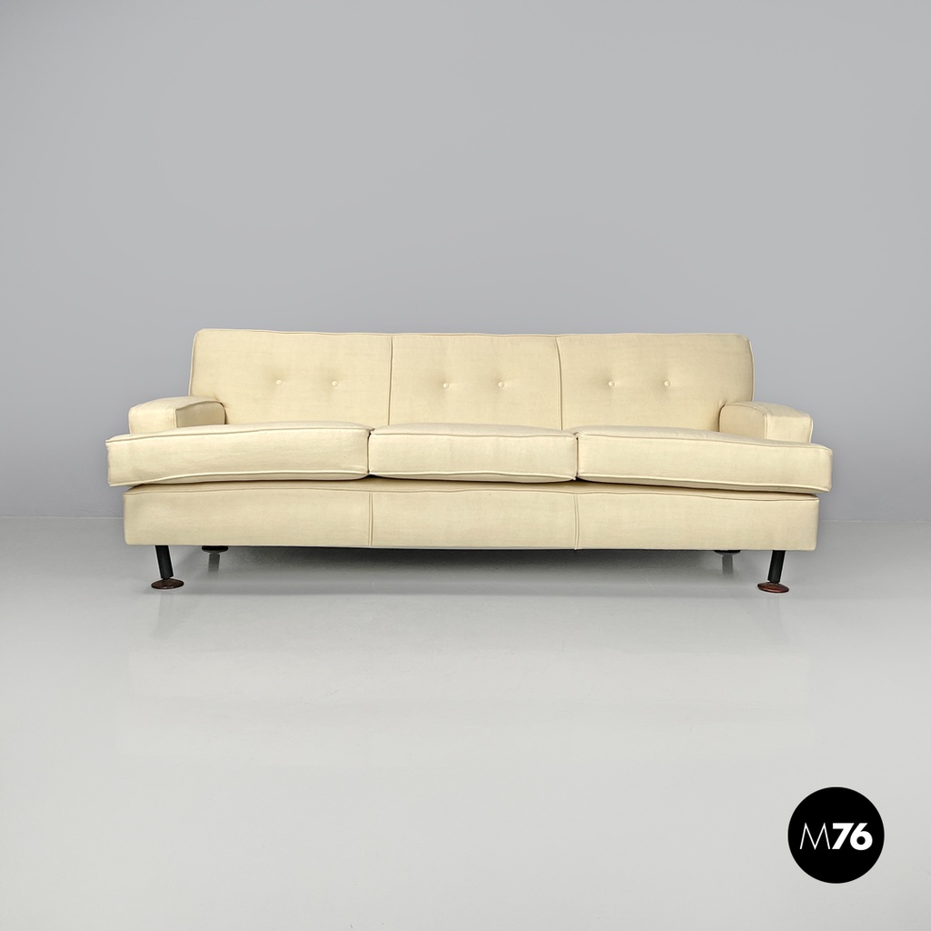 Italian mid-century modern cream white sofa Square Marco Zanuso for Arflex 1960s