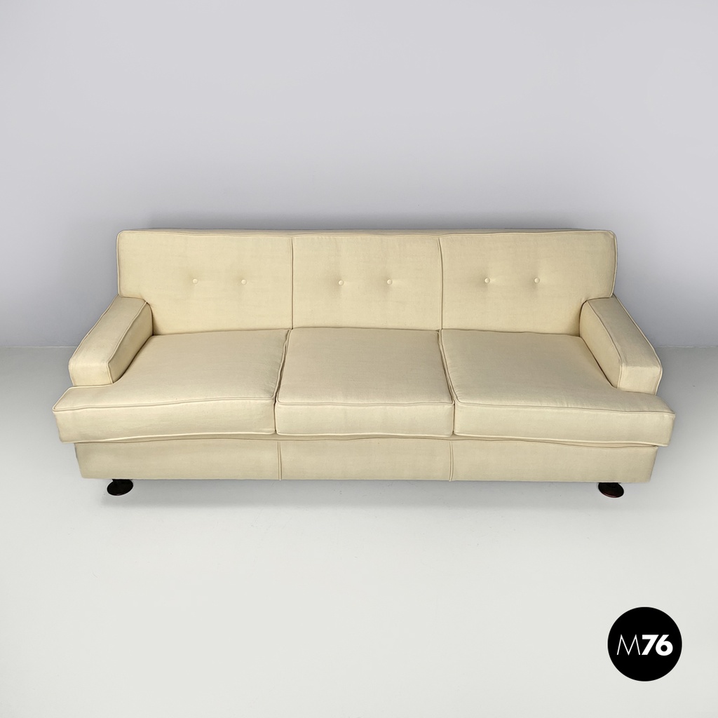 Italian mid-century modern cream white sofa Square Marco Zanuso for Arflex 1960s