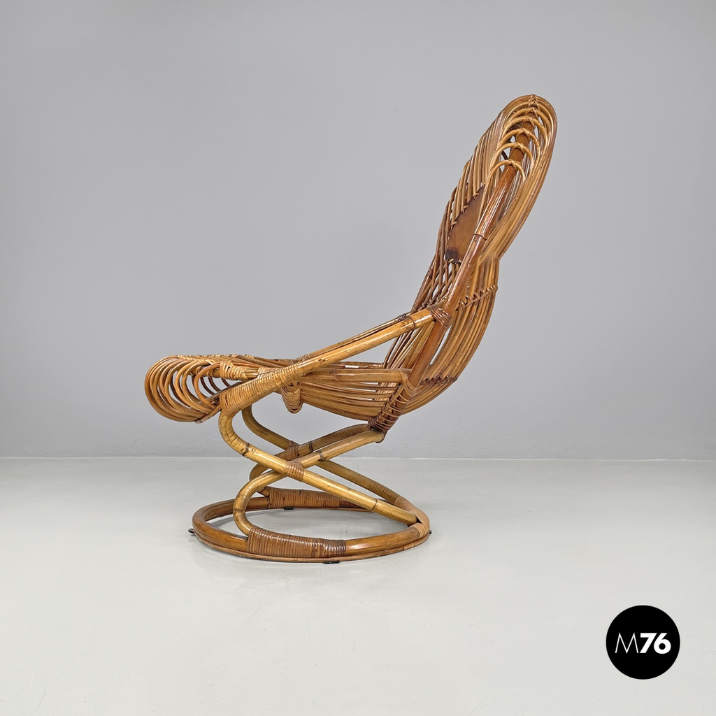Poltrona in rattan Tre Cerchi di Tito Agnoli per Bonacina, 1960 ca.