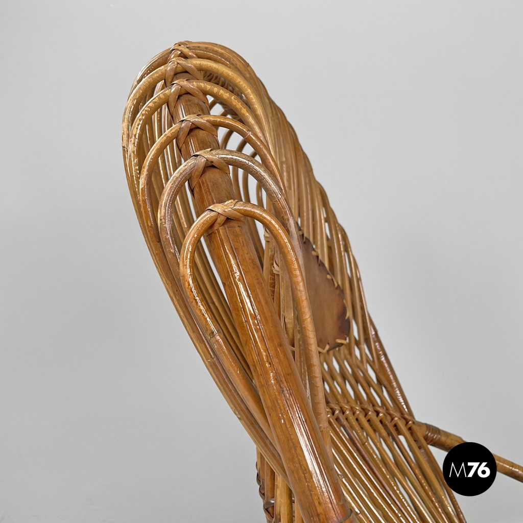 Poltrona in rattan Tre Cerchi di Tito Agnoli per Bonacina, 1960 ca.