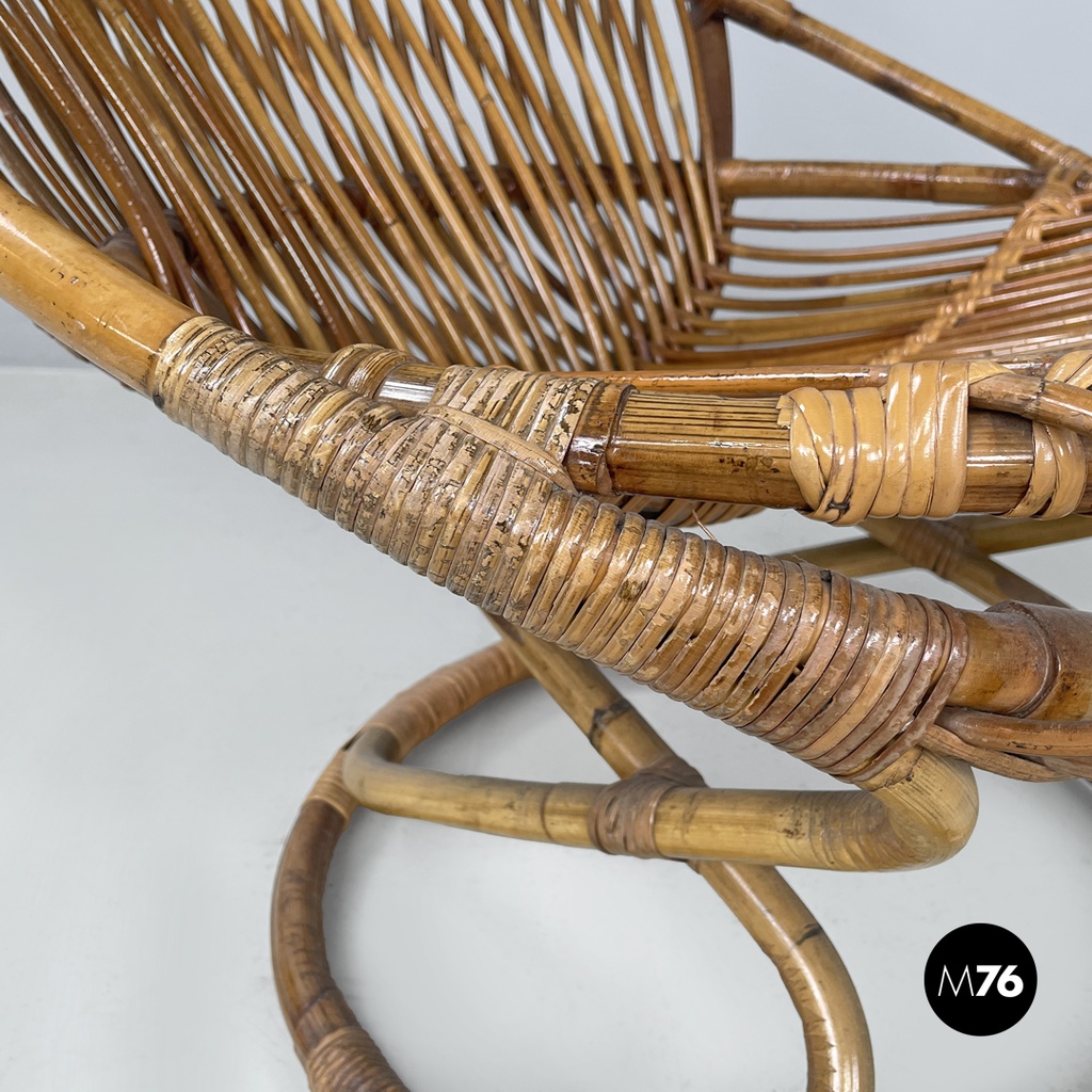 Poltrona in rattan Tre Cerchi di Tito Agnoli per Bonacina, 1960 ca.