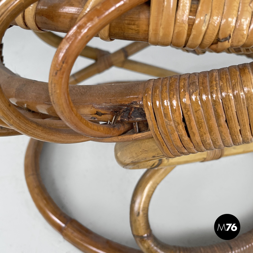 Poltrona in rattan Tre Cerchi di Tito Agnoli per Bonacina, 1960 ca.