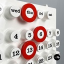 Italian modern red rings for the perpetual wall calendar by Ring A Date, 2020s