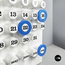 Italian modern light blue rings for perpetual wall calendar by Ring A Date, 2020