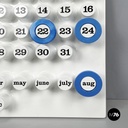 Italian modern light blue rings for perpetual wall calendar by Ring A Date, 2020