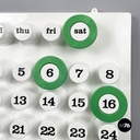 Italian modern green rings for perpetual wall calendar by Ring A Date, 2020s