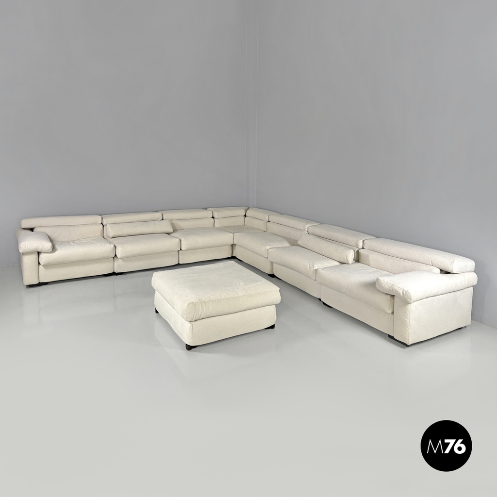 Italian modern modular white sofa Erasmo by Afra and Tobia Scarpa for B&B, 1970s