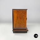 Italian Art Deco wooden bar cabinet red interior and inlay decorations, 1930s