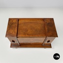 Italian Art Deco wooden bar cabinet red interior and inlay decorations, 1930s