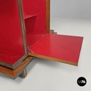 Italian Art Deco wooden bar cabinet red interior and inlay decorations, 1930s