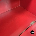 Italian Art Deco wooden bar cabinet red interior and inlay decorations, 1930s