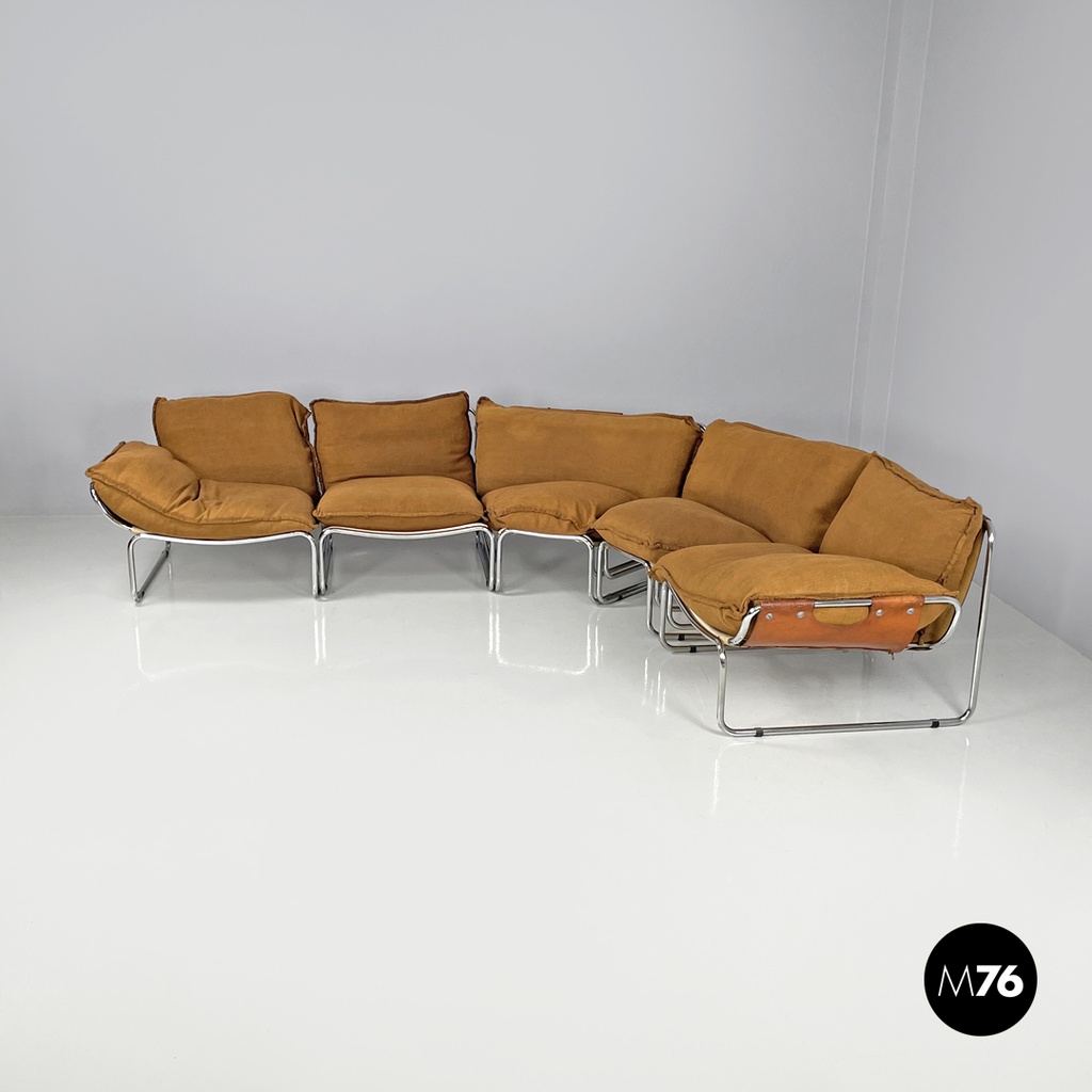 Italian modern brown fabric modular sofa Compor S 72 by Gero for Mussi, 1970s