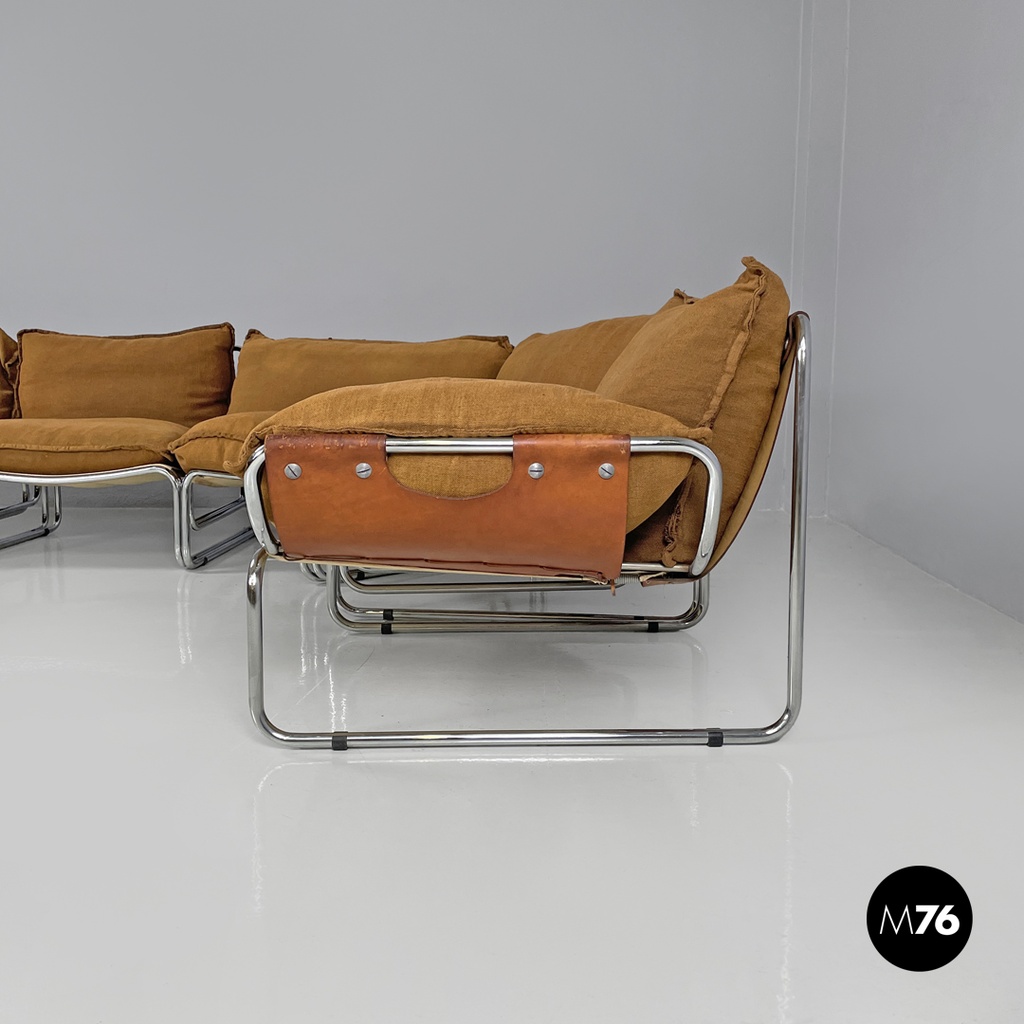 Italian modern brown fabric modular sofa Compor S 72 by Gero for Mussi, 1970s