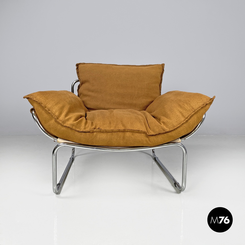 Italian modern brown fabric armchair Compor S 72 by Gero for Mussi, 1970s