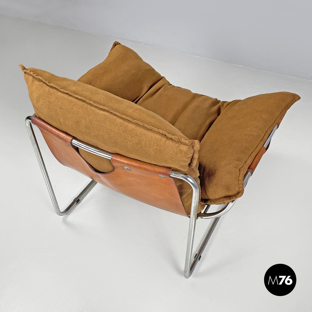 Italian modern brown fabric armchair Compor S 72 by Gero for Mussi, 1970s