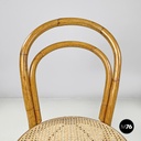Italian modern rattan and Vienna straw chairs with round seats, 1970s