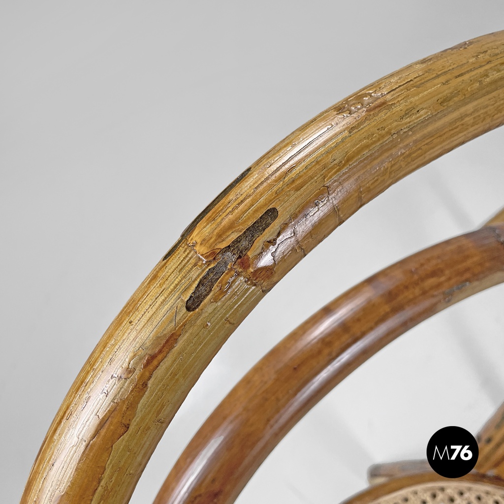 Italian modern rattan and Vienna straw chairs with round seats, 1970s