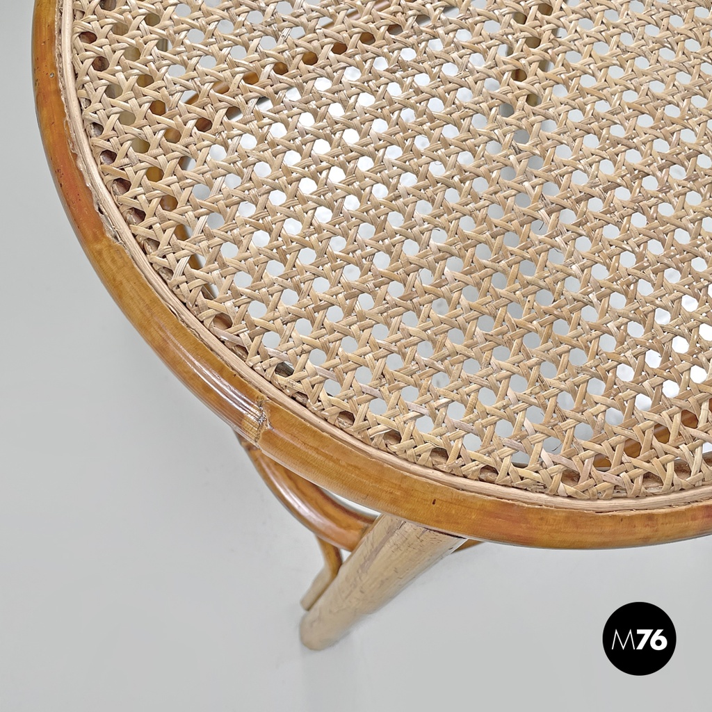 Italian modern rattan and Vienna straw chairs with round seats, 1970s