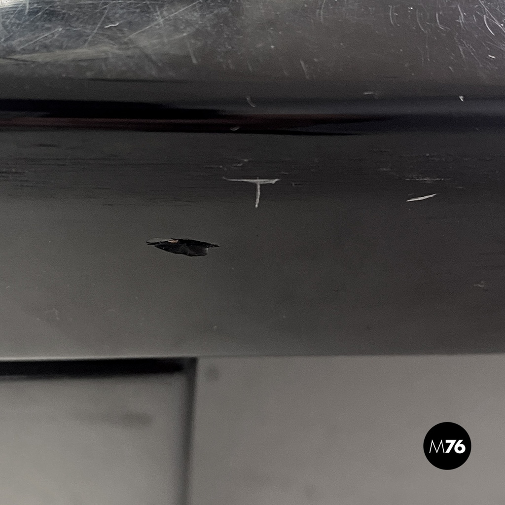 Italian modern black wood Saratoga table Lella Massimo Vignelli Poltronova 1960s