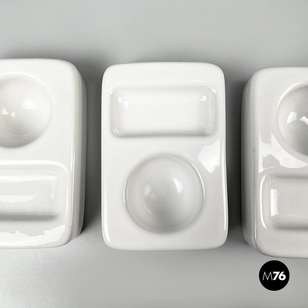 Italian mid-century modern white egg cups by Mangiarotti Fratelli Brambilla 1970