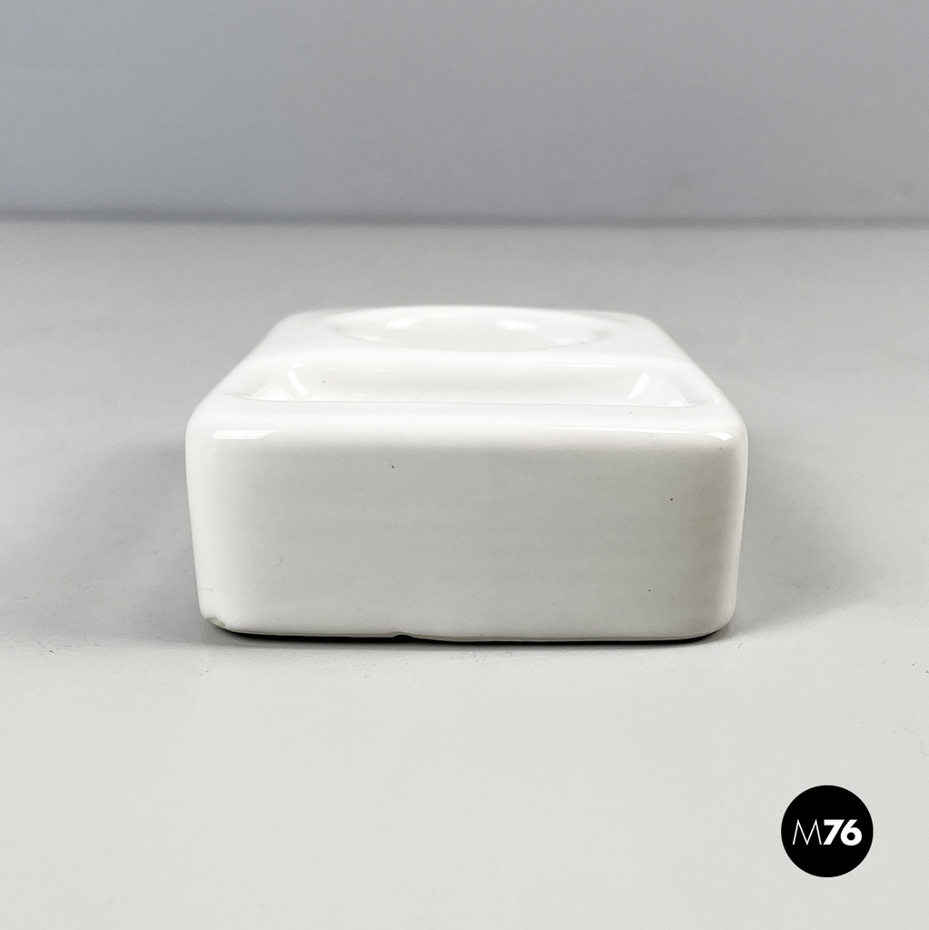 Italian mid-century modern white egg cups by Mangiarotti Fratelli Brambilla 1970