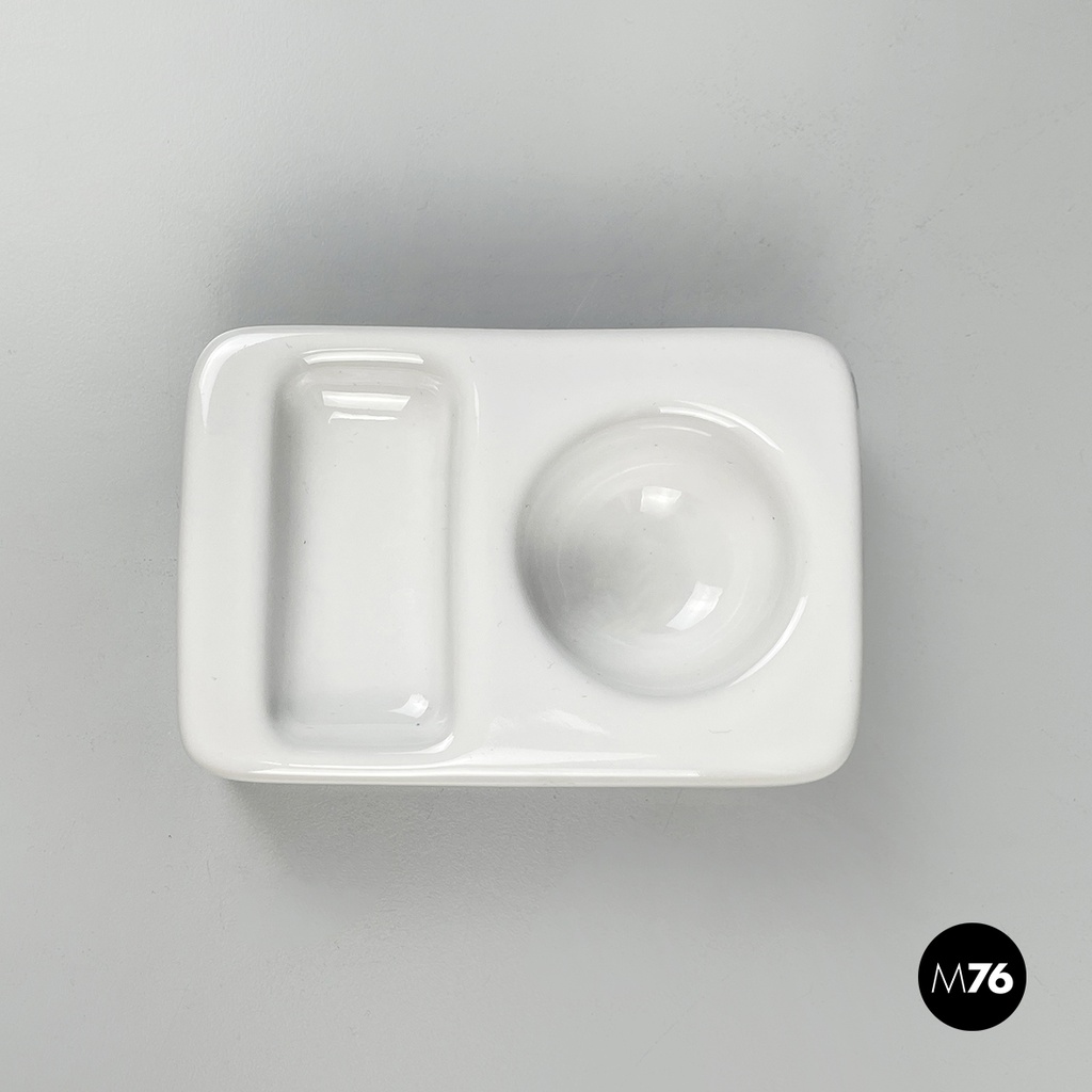 Italian mid-century modern white egg cups by Mangiarotti Fratelli Brambilla 1970