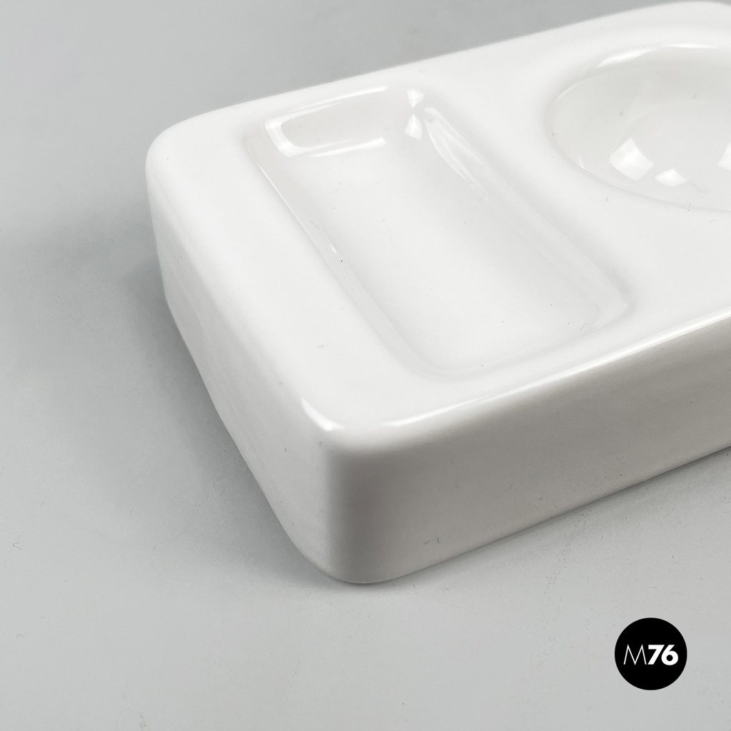 Italian mid-century modern white egg cups by Mangiarotti Fratelli Brambilla 1970