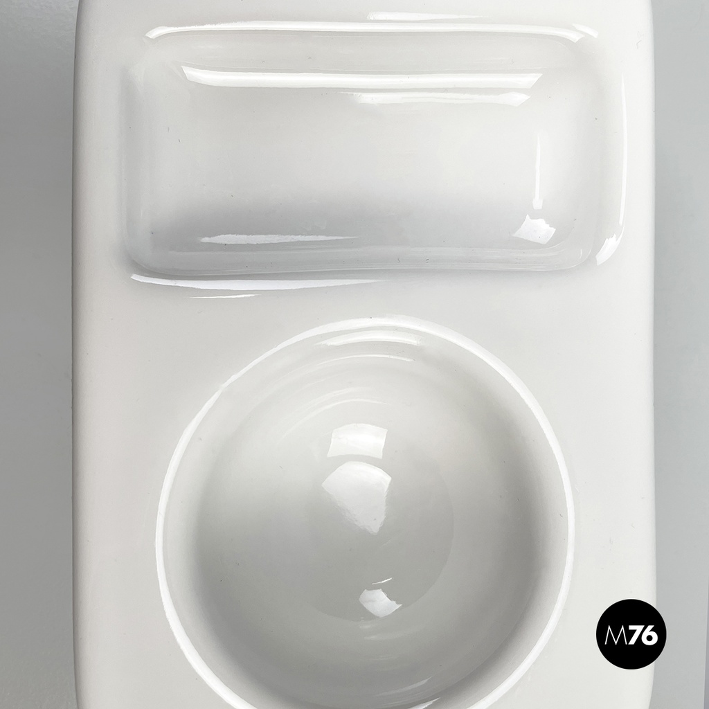 Italian mid-century modern white egg cups by Mangiarotti Fratelli Brambilla 1970